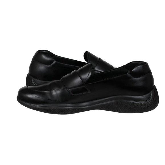 Prada Mens Spazzolato Rois Penny Loafers US 12 Uk 11 Black Leather Slip On main image 4